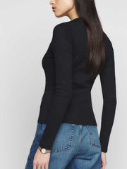 Reformation Davy Long Sleeve Crewneck Tee - Black