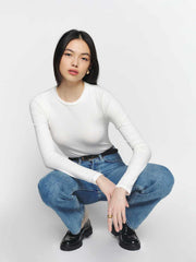 Reformation Davy Long Sleeve Crewneck Tee - Ivory
