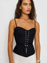 Reformation Clayten Linen Top - Black