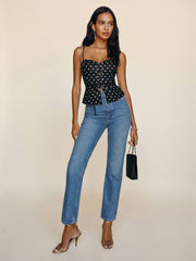 Reformation Clayten Linen Top - Ritz Dot