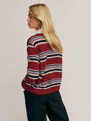 Reformation Cashmere Boyfriend Sweater - Crimson Multi Stripe