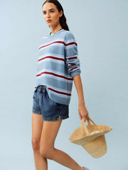 Reformation Cashmere Boyfriend Sweater - Bluebell Multi Stripe