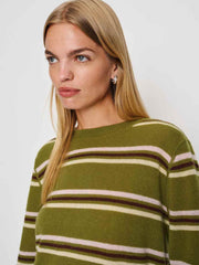 Reformation Cashmere Boyfriend Sweater - Pear Multi Stripe