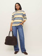 Reformation Cashmere Boyfriend Sweater - Parmesan Multi Stripe