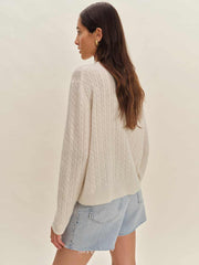Reformation Cashmere Boyfriend Sweater - Cream Cable