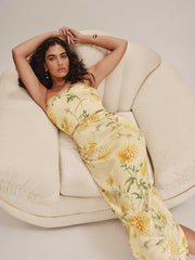 Reformation Frankie Silk Dress - Honeyglow