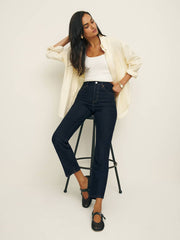 Reformation Cynthia High Rise Straight Cropped Jeans - Ondine