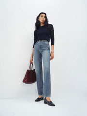 Reformation Cynthia High Rise Straight Cropped Jeans - Colorado