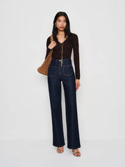 Reformation Alyssa Stretch High Rise Wide Leg Jeans - Seneca