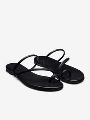 Reformation Ludo Toe Ring Strappy Flat Sandal - Black