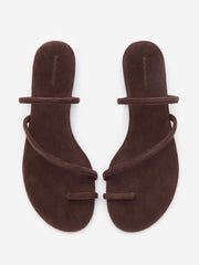 Reformation Ludo Toe Ring Strappy Flat Sandal - Espresso Suede