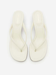 Reformation Amelia Thong Wedge Sandal - White Brown