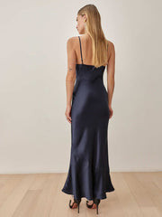 Reformation Parma Silk Dress - Navy