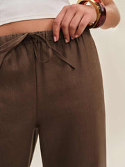Reformation Olina Linen Pant - Chocolate Cake
