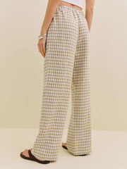 Reformation Petites Olina Linen Pant - Dunes Check
