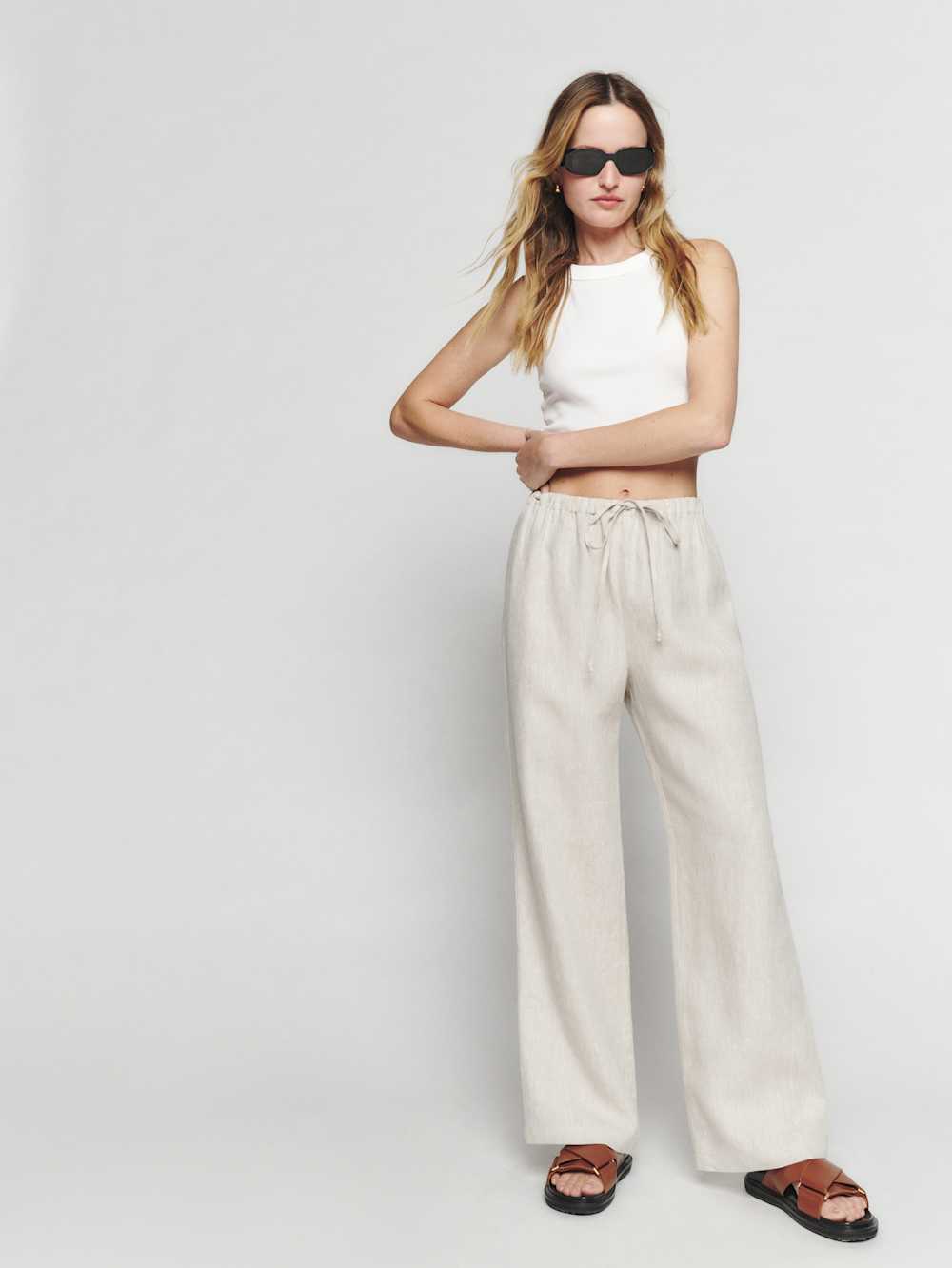 Reformation Petites Olina Linen Pant - Oatmeal