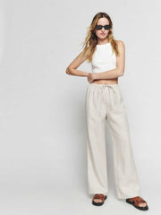 Reformation Petites Olina Linen Pant - Oatmeal