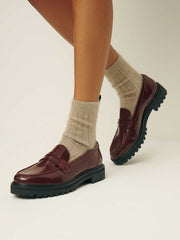 Reformation Agathea Chunky Loafer - Ruby Leather
