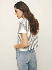 Reformation Classic Crew Tee - Black And White Stripe