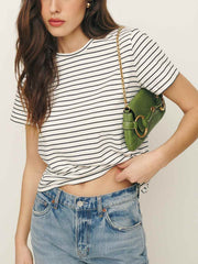Reformation Classic Crew Tee - Black And White Stripe
