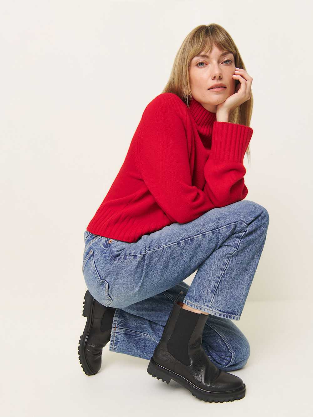 Reformation Katerina Lug Sole Chelsea Boot - Black Tumbled