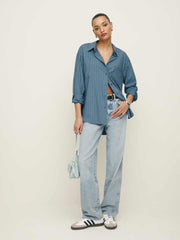 Reformation Will Oversized Shirt - Chambray Stripe