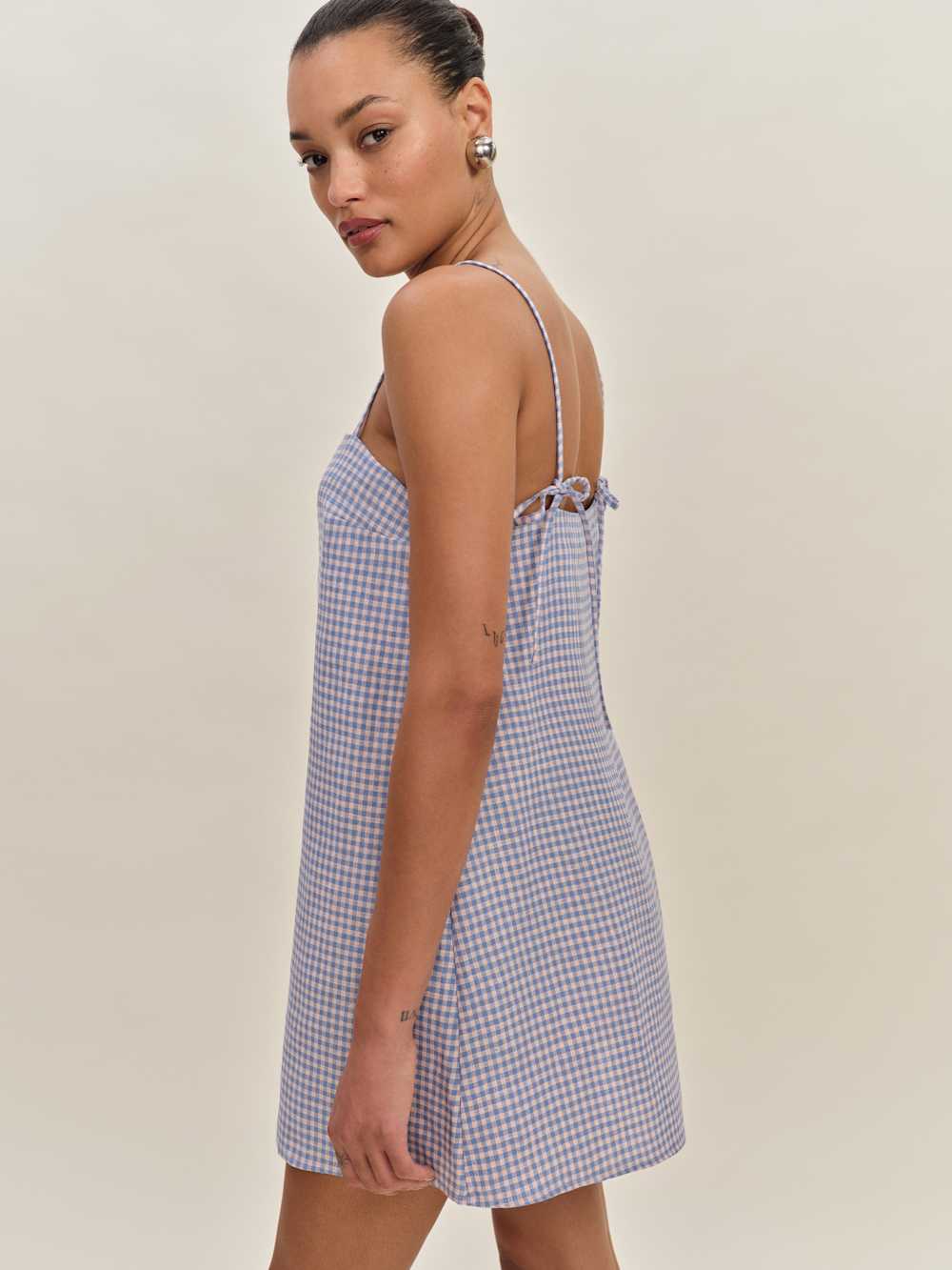 Reformation Aubree Linen Dress - Stellar Check