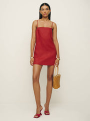 Reformation Aubree Linen Dress - Sundried Tomato