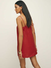 Reformation Aubree Linen Dress - Sundried Tomato