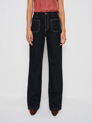 Reformation Alyssa High Rise Wide Leg Long Jeans - Black