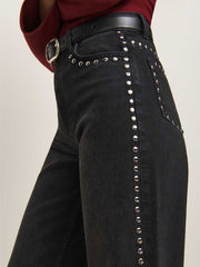 Reformation Cary High Rise Slouchy Wide Leg Jeans - Vana Studded