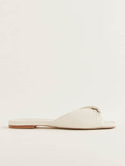 Reformation Mikki Twist Flat Sandal - Almond Leather