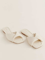 Reformation Mikki Twist Flat Sandal - Almond Leather