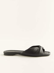 Reformation Mikki Twist Flat Sandal - Black