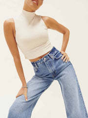 Reformation Wilder High Rise Wide Leg Cropped Jeans - Dillon