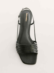 Reformation Millie Lattice Flat Sandal - Black Leather