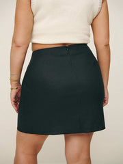 Reformation Veranda Linen Skirt Es - Black