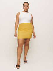 Reformation Veranda Linen Skirt Es - Sunflower