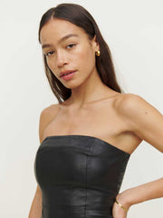 Reformation Veda Walter Leather Strapless Mini Dress - Black