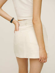 Reformation Lydia High Rise Denim Mini Skirt - Fior Di Latte