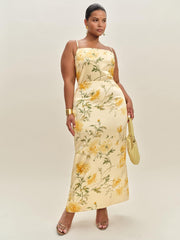 Reformation Frankie Silk Dress Es - Honeyglow