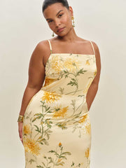 Reformation Frankie Silk Dress Es - Honeyglow