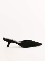 Reformation Wilda Kitten Mule - Black Suede