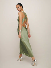 Reformation Casette Silk Dress - Artichoke