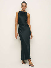 Reformation Casette Silk Dress - Black