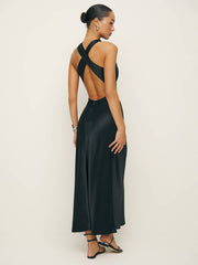 Reformation Casette Silk Dress - Black
