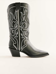 Reformation Olive Western Boot - Black / Ivory