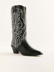 Reformation Olive Western Boot - Black / Ivory