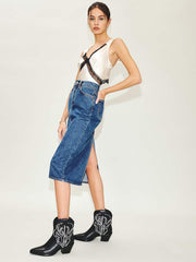 Reformation Otto Mini Western Boot - Black / Ivory