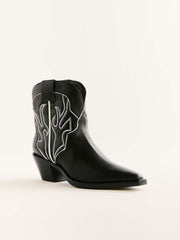 Reformation Otto Mini Western Boot - Black / Ivory